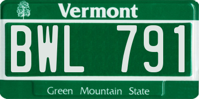 VT license plate BWL791