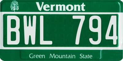 VT license plate BWL794