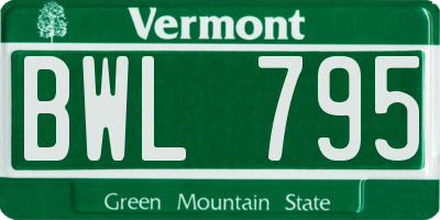 VT license plate BWL795