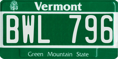 VT license plate BWL796