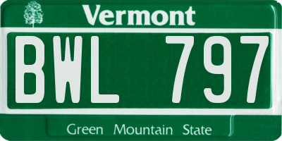 VT license plate BWL797