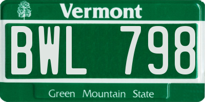 VT license plate BWL798