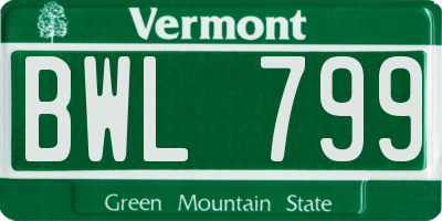 VT license plate BWL799