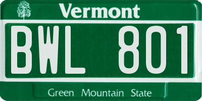 VT license plate BWL801