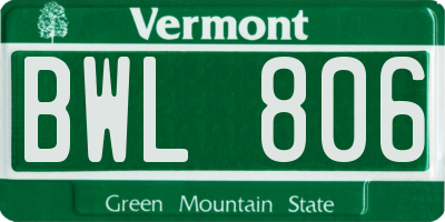 VT license plate BWL806