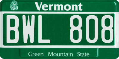 VT license plate BWL808