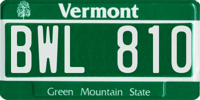VT license plate BWL810