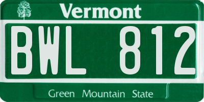 VT license plate BWL812