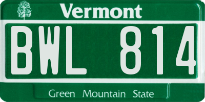 VT license plate BWL814