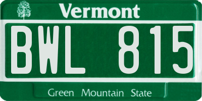 VT license plate BWL815