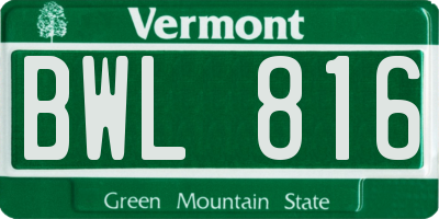 VT license plate BWL816
