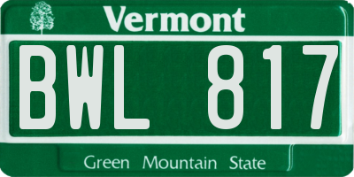 VT license plate BWL817