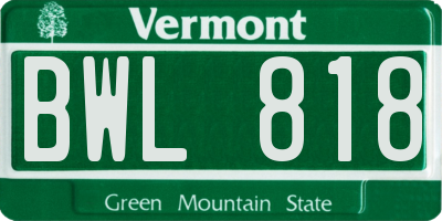 VT license plate BWL818