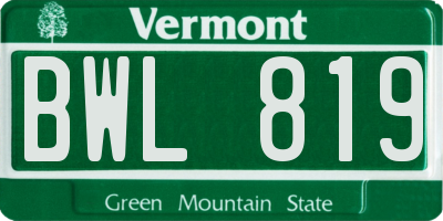 VT license plate BWL819