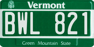 VT license plate BWL821