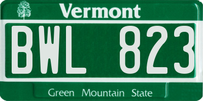VT license plate BWL823