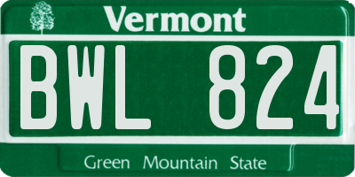 VT license plate BWL824