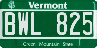 VT license plate BWL825