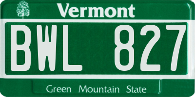 VT license plate BWL827