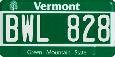 VT license plate BWL828