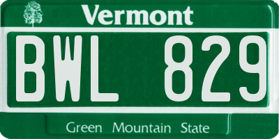 VT license plate BWL829