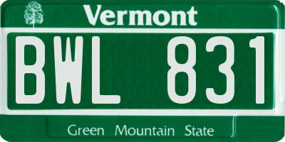 VT license plate BWL831