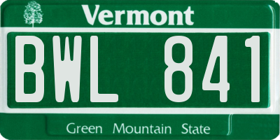 VT license plate BWL841