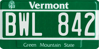 VT license plate BWL842