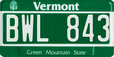 VT license plate BWL843