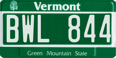VT license plate BWL844