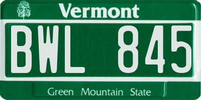 VT license plate BWL845