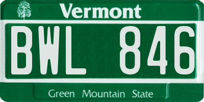 VT license plate BWL846