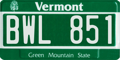 VT license plate BWL851