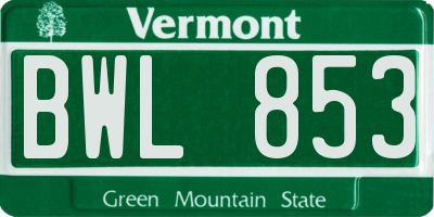 VT license plate BWL853