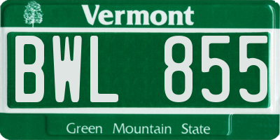 VT license plate BWL855