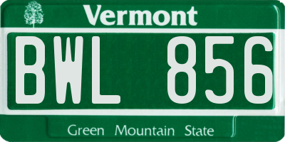 VT license plate BWL856