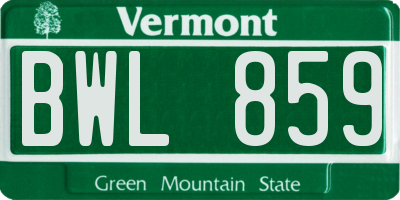 VT license plate BWL859
