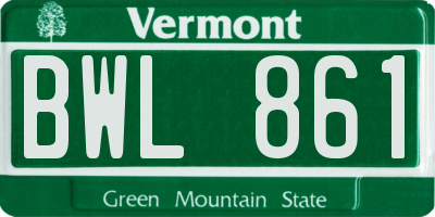 VT license plate BWL861