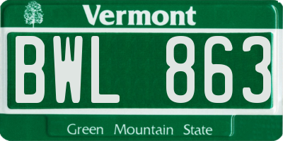 VT license plate BWL863
