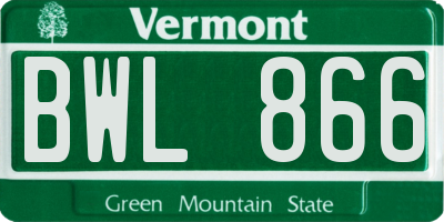 VT license plate BWL866