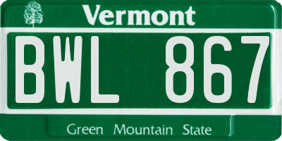 VT license plate BWL867