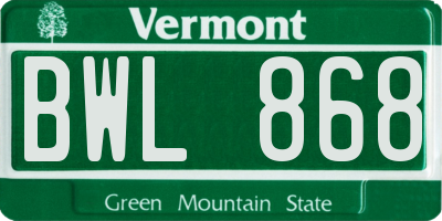 VT license plate BWL868