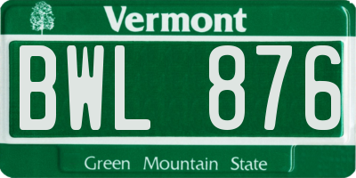 VT license plate BWL876