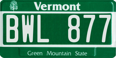 VT license plate BWL877