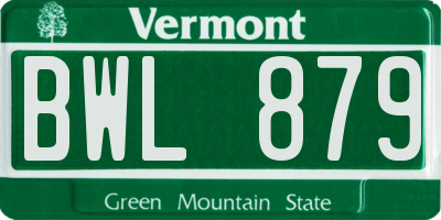 VT license plate BWL879