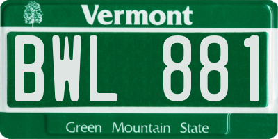 VT license plate BWL881