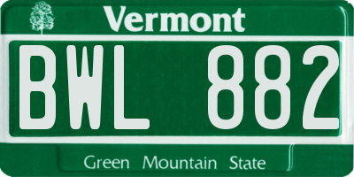 VT license plate BWL882