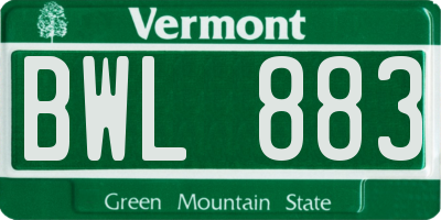VT license plate BWL883
