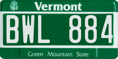VT license plate BWL884
