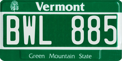 VT license plate BWL885